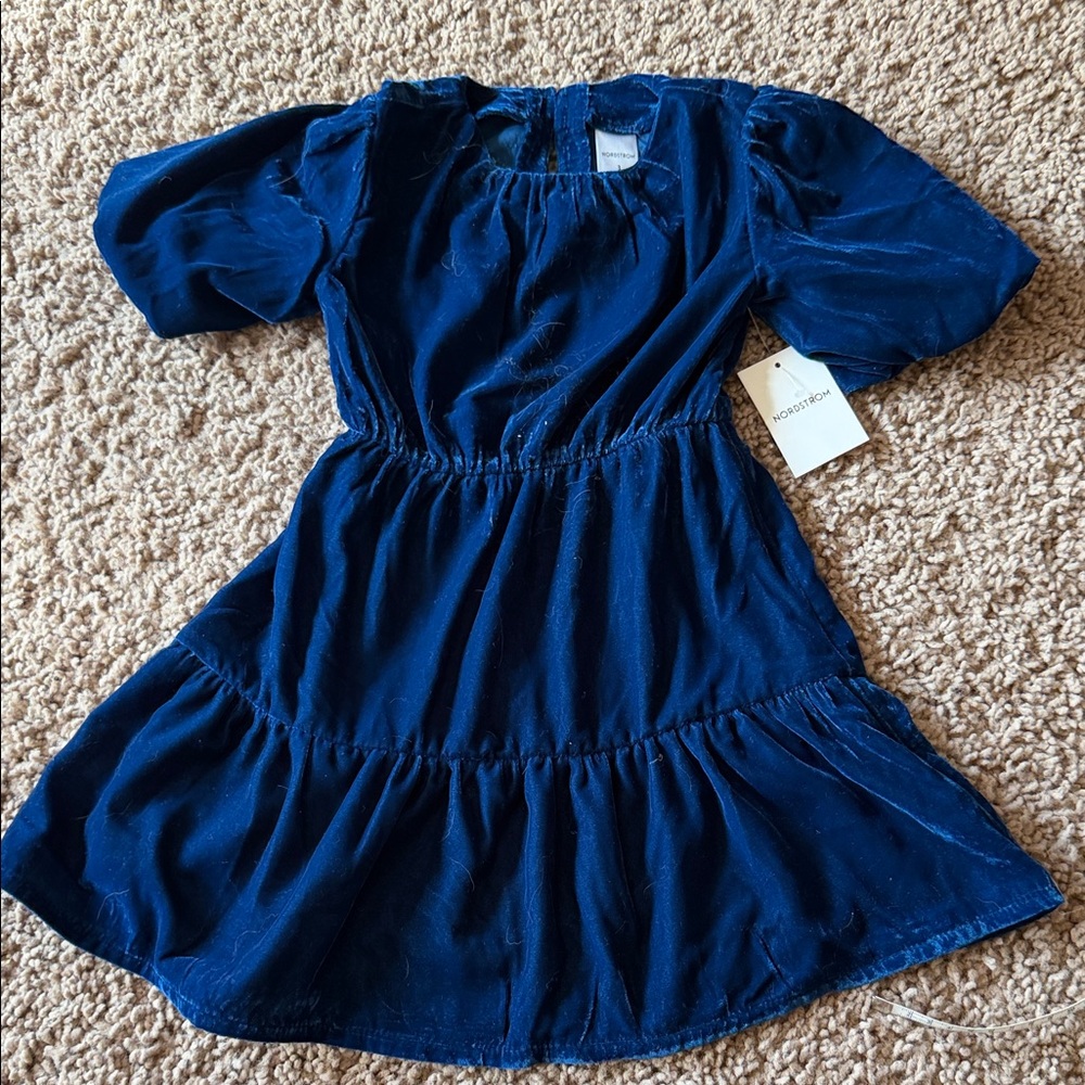 NWT Nordstrom Navy Kids velvet tiered Dress size 3